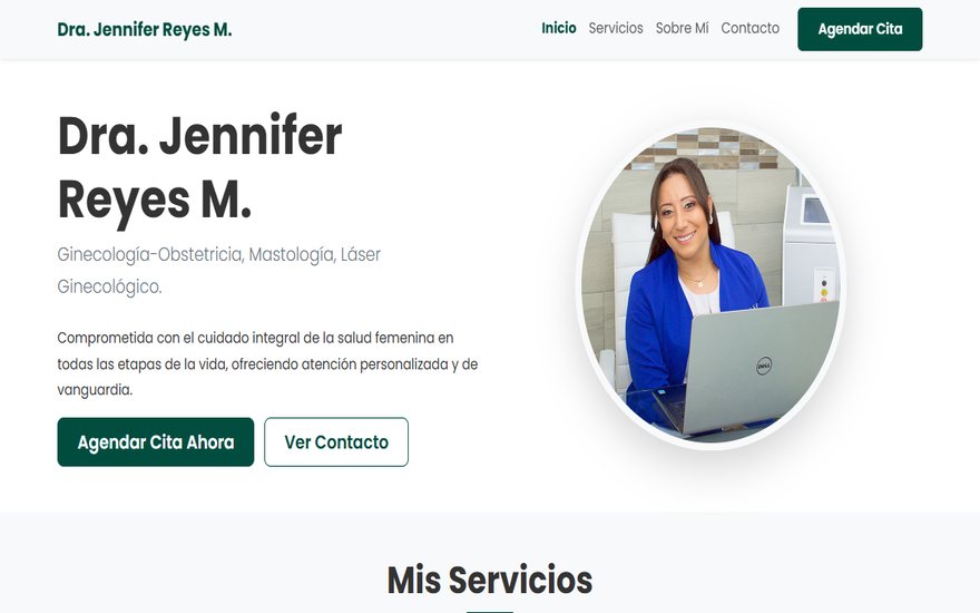 Captura del sitio web de la Dra. Jennifer Reyes M.