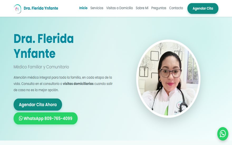 Captura del sitio web de la Dra. Flerida Ynfante