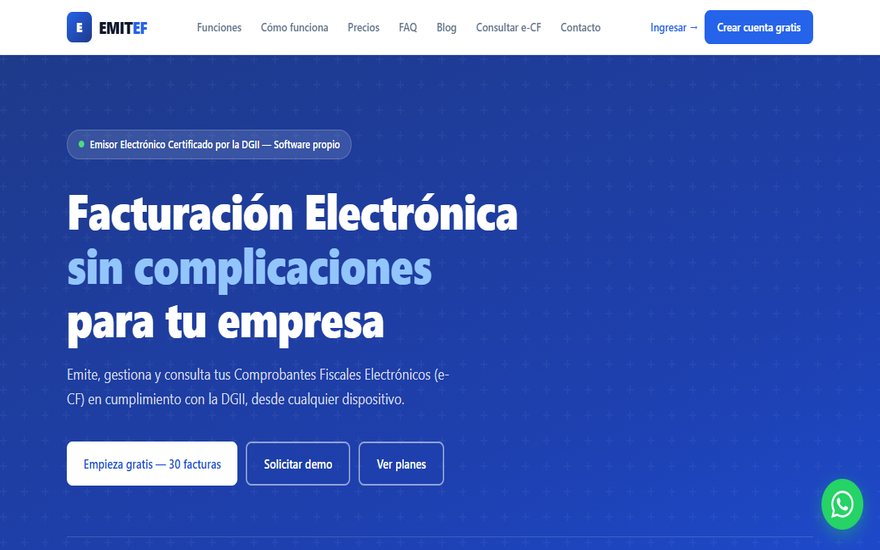 Captura de la plataforma EMITEF de facturación electrónica